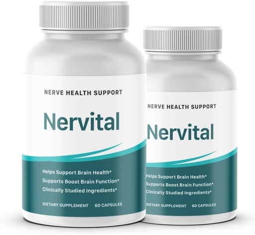 [BRSRECYBC4GRGDTU] Nervital for Nerve Health Support - Nervital Brain Health Dietary Supplement - Nervital Support Boost Brain Function - 60 Count (2-Bottles)