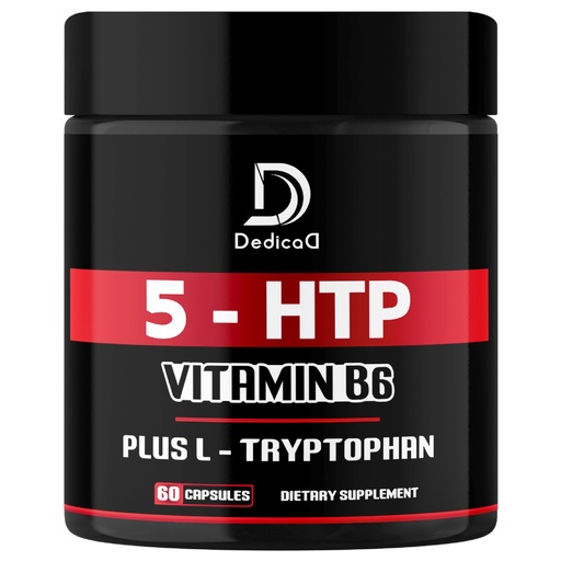 [BRSRMFIBCMBQOELK] DEDICAD 5 HTP Supplement 1010mg - 60 Capsules - 3in1 Combined with Vitamin B6, L-Tryptophan - Comfortable Mood, Brain Health, Body Management & Immune System Support