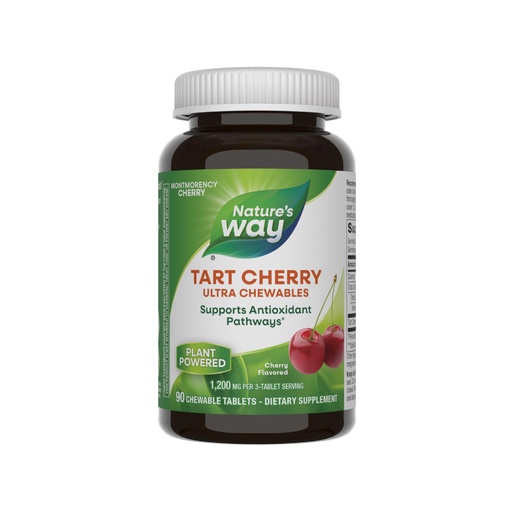 [BRSWIZI5PN7RSEQV] Nature's Way Tart Cherry Ultra Chewables, Supports Antioxidant Pathways* with Anthocyanins, 1,200 mg Potency per 3-Tablet Serving, Cherry Flavored, Gluten Free, Vegan, 90 Count (Packaging May Vary)