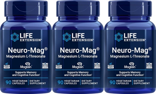 [BRSWKFDYAIFBY3LG] Life Extension Neuro-mag Magnesium L-threonate, 90 Count (Pack of 3)