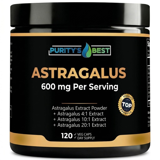 [BRSRAHYYCFYB4EY4] Purity’s Best Astragalus Root Complex – 600mg Organic 20:1, 10:1 & 4:1 Extract Blend – Immune Support & Natural Balance –120 Vegan Capsules