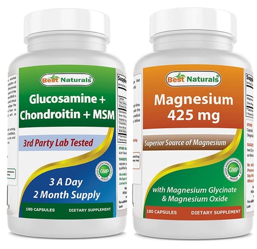 [BRSRMBQECAIRG33J] Best Naturals Glucosamine Chondroitin and MSM & Magnesium Glycinate 425 mg