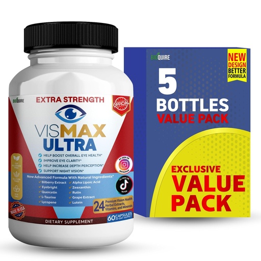 [BRSREAQRCMFAG23A] Vismax Ultra Vision Support Supplement, 60 Capsules, 24 Premium Ingredients with Vitamins and Minerals, 30-Day Supply (5)
