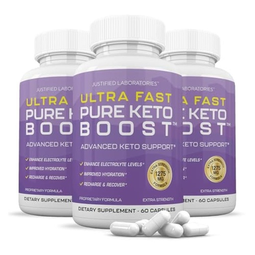 [BRSROBD5OQIBG3DL] Justified Laboratories Ultra Fast Pure Keto Boost - 60 Capsules, Pack of 3 - Ketogenic Support from Apple Cider Vinegar, Green Tea Leaf, Vitamin C, Vitamin D3 & Extra Virgin Olive Oil - 90 Servings