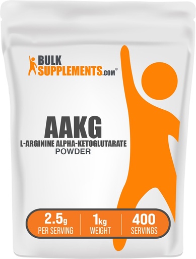 [BRSWIAY5OYMBWHTU] BulkSupplements.com AAKG Powder - Arginine AKG Supplement,Nitric Oxide Supplement - Unflavored & Gluten Free, 2.5g per Serving, 1kg (Pack of 5) (11 lbs)
