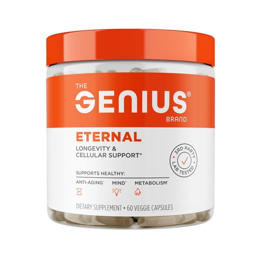 [BRSWYAQKC4FBA336] The Genius Brand Genius Eternal - Cellular Repair Supplement for Daily Clarity - Supports Brain Health, Endurance, Energy, Focus, Memory & Vitality - Non-GMO - 60 Veggie Capsules