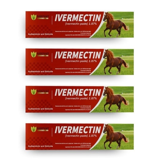 [BRSREHYYB4CWYFAV] Ivermectin Horse Paste 1.87% – Apple Flavored – 6.08g Tube – for Horses Up to 1250 lb - 4 Pack