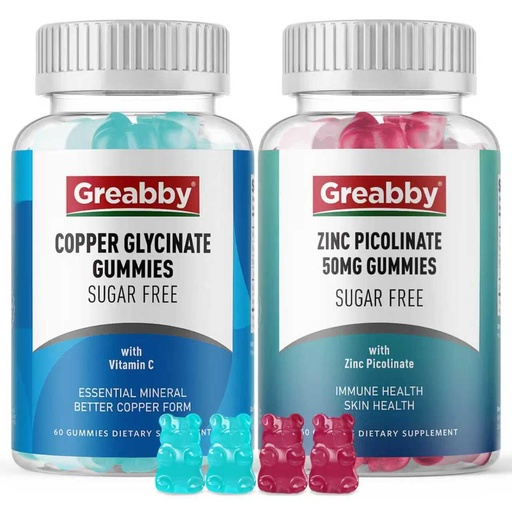 [BRSRGAYOBYORMEQY] Zinc Copper Gummies, Zinc Picolinate 50mg & Copper Glycinate 2mg, High Absoprtion Form, Immune Health Support