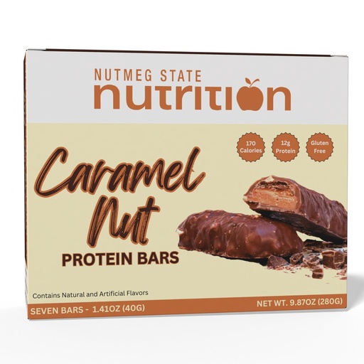 [BRSW2CD6OQNGO23P] Nutmeg State Nutrition HealthyWise - High Protein Bars, Gluten Free, Low Calorie, Ideal Protein Compatible, 7 Servings Per Box (Caramel-Nut)