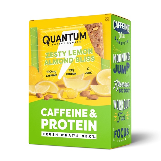 [BRSRGHALOVYA4CIY] Quantum Energy Square: Energy Bar with Caffeine & 10g Protein. Delicious Healthy Snack On The Go. (Vegan, Gluten-free, Soy-free, Dairy-free) (Zesty Lemon Almond Bliss)