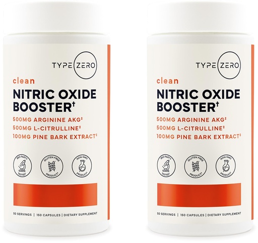 [BRSREAL3PMAR4ETZ] Type Zero Nitric Oxide 6X Booster, 150 Veggie Capsules - Natural Supplement - Beetroot, Arginine AKG, Citrulline, Pine Bark, Garlic & VIT C | Nitrous Oxide (Pack of 2)