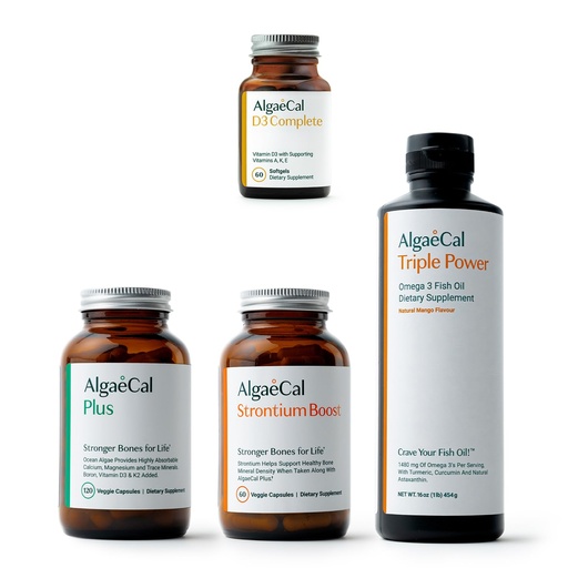 [BRSROH36DMCGE3TA] ALGAECAL Ultimate Bone Bundle - D3 Complete (1000 IU) + K2, Vitamin E, Vitamin A & Plant-Based Calcium for Increased Bone Density & Omega 3 Fish Oil with 1200mg EPA DHA