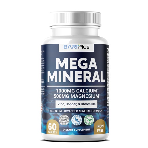 [BRSREED2DMPAODTV] Mega Mineral – Complete Complex with Vitamin D, Calcium, Magnesium, Zinc, Potassium, Boron, Selenium, Chromium & Trace Minerals – Iron-Free – USA Made – 60 Tablets