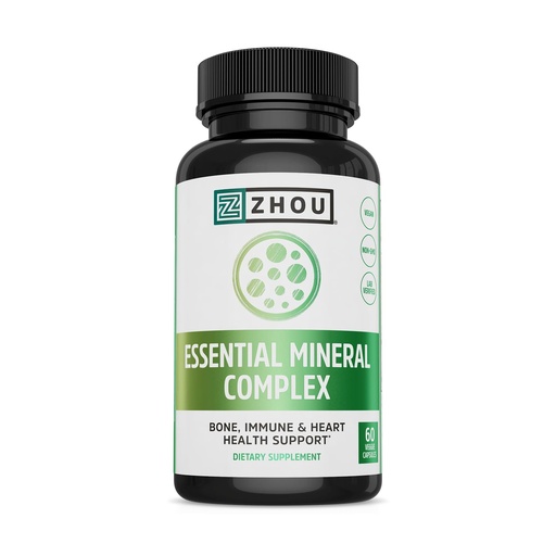 [BRSRGA36DMOWGE3L] Zhou Essential Mineral Complex Full-Spectrum Minerals for Bone, Immune, Muscle, Heart & Antioxidant Support Vegan, Gluten Free, Non-GMO 30 Servings, 60 VegCaps