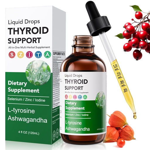 [BRSRGZT5OB4BY3TO] Actora Thyroid Support Liquid Drops, Kindled Thyroid Support Drops with Selenium Zinc Lodine L-Tyrosine Ashwagandha for Hormone Balance - Mood & Energy Supplement - 4 fl. oz. (120mL)