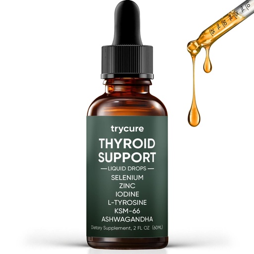 [BRSRGBD5PIBAMYAY] Trycure Thyroid Support Drops, Iodine & L-Tyrosine with Selenium, Zinc & Ashwagandha for Hormone Balance, Supports Energy, Mood & Daily Wellness, Berry Flavor Liquid, 2 fl oz(60ml)