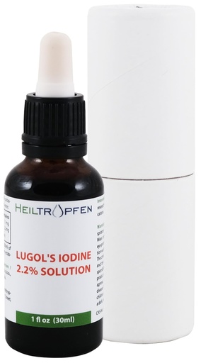 [BRSWGHYFC55WCFLD] 2.2% Lugol's Iodine Solution 1 Fl Oz - 30 ml | Pharmaceutical Grade Ingredients | Third-Party Tested | Lugols Solution Made with Iodine and Potassium Iodide | Heiltropfen®