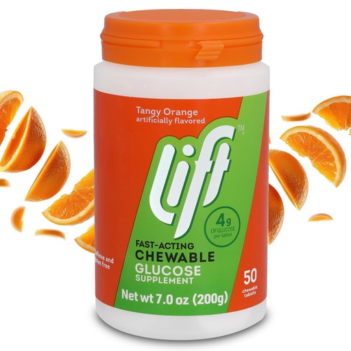 [BRSW2ZQROEFA42Y7] Lift Glucose Fast-Acting Glucose Chewable Energy Tablets, Orange, 50 ct Jar (Pack of 1)