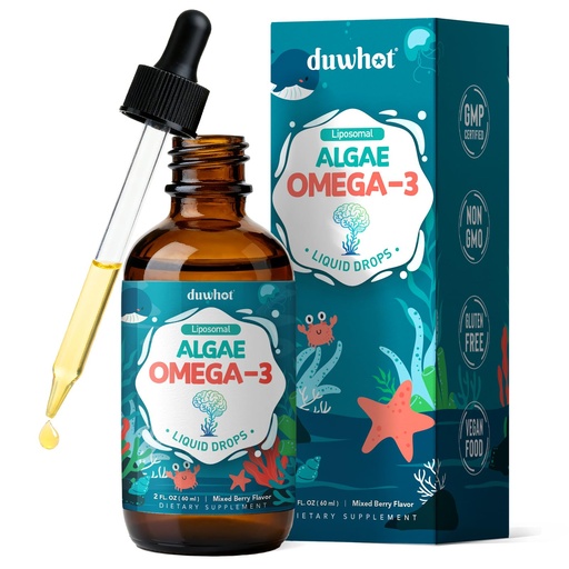[BRSRGBQFOYPGGCDF] Liposomal Algae Omega 3 Liquid Drops, Vegan EPA DHA Supplement for Kids & Women, with Choline, Phosphatidylserine, Astaxanthin, Lutein & Zeaxanthin, Vitamins, Heart, Brain & Eye Health, 2 Fl Oz