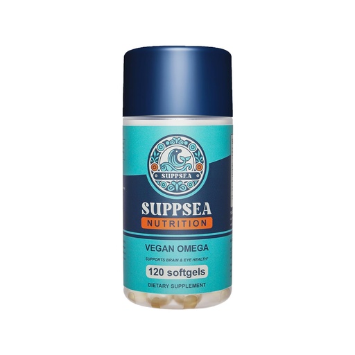 [BRSRGFILOUPWYFLU] Vegan Omega Algae Oil 1,000 mg with DHA and Vitamin E, DHA 200 mg, Fish Oil Alternative, 120 Softgels, 60 Day Supply