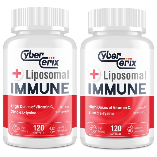 [BRSRAZA6PJ5WMHQ7] CyberCerix Liposomal Immune Support Supplement for Adults, Complex with L-Lysine 1,500mg, Vitamins, Minerals & Herbal Extracts, Comprehensive Daily Wellness Blend for Men & Women - 240 Capsules