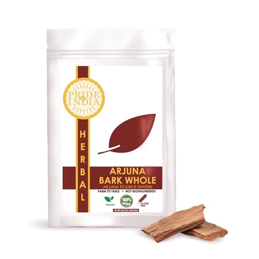 [BRSWIB34B4IG2HD2] Pride Of India Arjuna Bark Whole 3.53 oz | Arjun Chaal Whole Bark Herbal Ingredient | Natural Terminalia Arjuna Bark for Tea, Ayurvedic Blends & Traditional Indian Recipes | Gluten & Additives Free