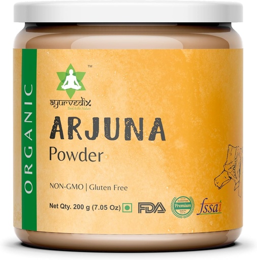[BRSRA2YBAEFWACLD] Organic Arjuna Bark Powder, Arjunal Chhal Herbal Supplement, Non-GMO, Vegan Herbal Powder - (200gm/7.05oz, Pack of 2)