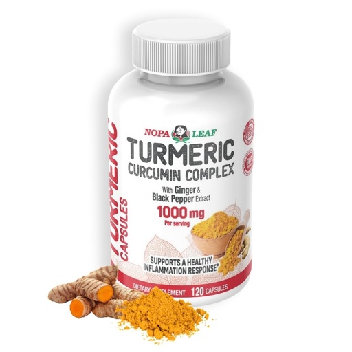 [BRSREAQYOEHAME3O] NOPA Leaf Turmeric Curcumin Complex Capsules with Ginger & Black Pepper – 1000mg per Serving – 120 Capsules – Dietary Supplement, Non-GMO, Gluten-Free