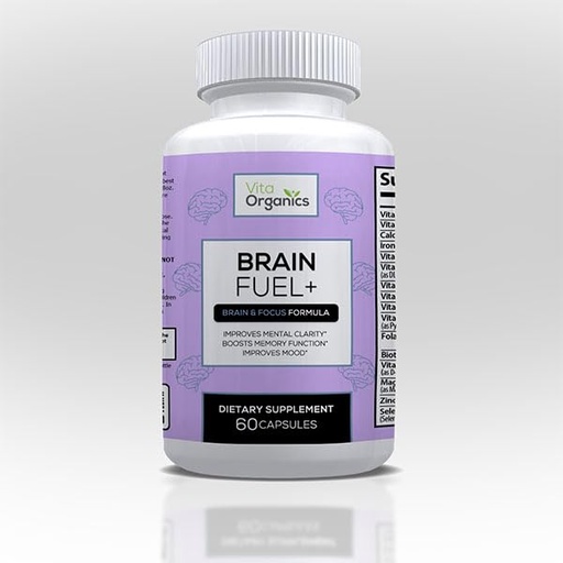 [BRSRAFIFC4IBAFL6] Brain Fuel+ DMAE Blend Memory Supplement for Focus, Mood, Mental Energy for Busy Men & Women - 60 Capsules, Made in USA