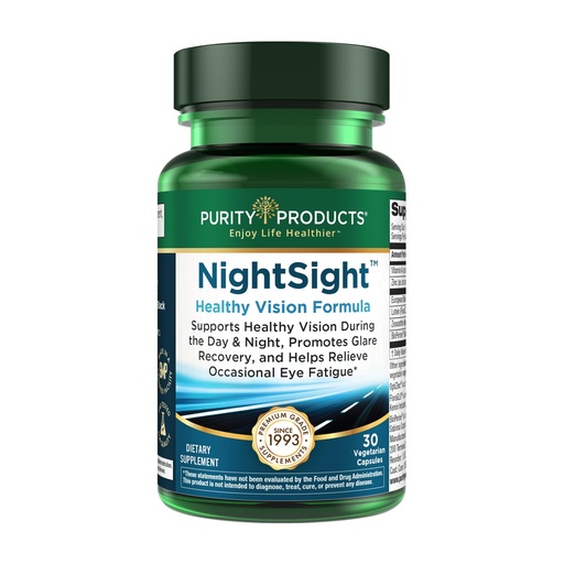 [BRSWI2QPDEDGK3DO] Purity Products NightSight - Healthy Vision Formula - Daily Eye Health & Visual Support Supplement - Helps Reduce Glare & Support Day & Night Vision - for Daily Use - 30 Vegetarian Capsules