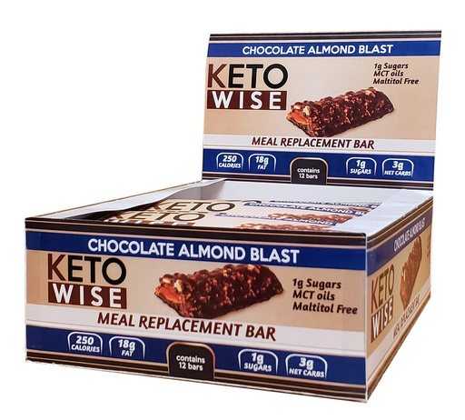 [BRSWGA36OUHQYYA2] Keto Wise Meal Replacement Bar - Chocolate Almond Blast - Box of 12