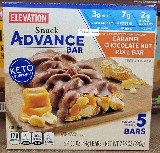 [BRSRMBQRBVYAYCDG] Elevation Caramel Chocolate Nut Roll Bar Snack Advance Bar Keto Support 7.76oz 220g