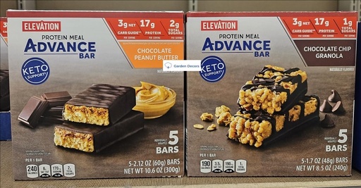 [BRSRAEAYCQFRUFD6] Generic Elavation Protein Meal Advance Bar Keto Support Chocolate Peanut Butter & Chocolate Chip Granola (Two Boxes)