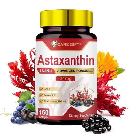 [BRSRGBAHAENQOG3J] Astaxanthin Supplements 24mg 150 Softgels | 16 in 1 Formula Premium Astaxanthin Antioxidant Supplement Supports Eye Skin Joint Brain Heart Immune System Health, Fresh Microalgae Source 75 Days Supply