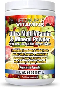 [BRSWIG3QAAOQ4EI5] LifeSource Vitamins Ultra Multi Vitamin & Mineral Powder w/Phytos Reds Phyto Purples and Phyto Oranges - 30 Day Supply