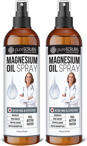 [BRSWGAABBMPGE2DV] Pure Topical Magnesium Oil Spray, Ultra Fast Absorption for Better Health, Pure Zechstein Brine - (2 Bottle Value Pack)