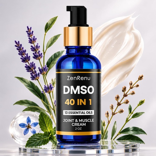 [BRSREAQLCUGWOADH] DMSO Cream 99.995% Pure Pharmaceutical Grade - 40-in-1 Advanced Formula -13 Essential Oils, Arnica, Aloe Vera, MSM - Fast-Absorbing Cream – 2 oz Glass Pump Bottle – Made in USA