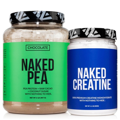 [BRSREAATCJ7RGGTF] NAKED Chocolate Pea Protein Isolate 2LB Pure Micronized Creatine Monohydrate 500g (100 Servings) – Vegan; Bulk; Non-GMO; Gluten Free; Soy Free
