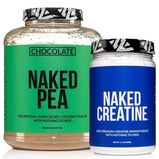 [BRSREAATCMBWY3DP] NAKED Chocolate Pea Protein Isolate 5LB Bulk Pure Micronized Creatine Monohydrate 500g (100 Servings) – Plant-Based; Vegan; Non-GMO; Gluten Free; Soy Free; Lactose Free