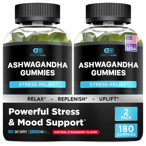 [BRSROZIFBEFAM334] Effective Nutra Ashwagandha Gummies 1500mg – Extra Strength Stress & Sleep Support – 90-Day Supply, Just 2 Gummies Daily – Vegan, Non-GMO, Third-Party Tested – Made in USA (2-Pack)