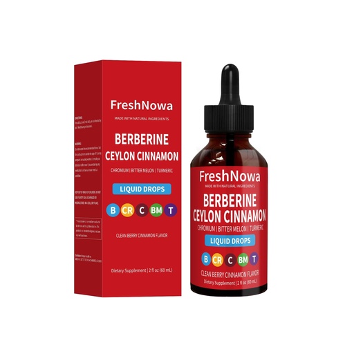 [BRSRGAYQOEIBODLJ] Berberine Ceylon Cinnamon Liquid Drops, Herbal Supplement with Bitter Melon Extract, Glucomannan, Gymnema, Chromium, Turmeric, Panax Ginseng, Moringa, Clean Berry Cinnamon Flavor, 2 fl oz