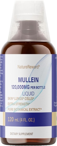 [BRSRAGQ2OF6QM337] Mullein Liquid, Respiratory Health Support - Comme liquide, Teinture, Thé - 4 fl oz