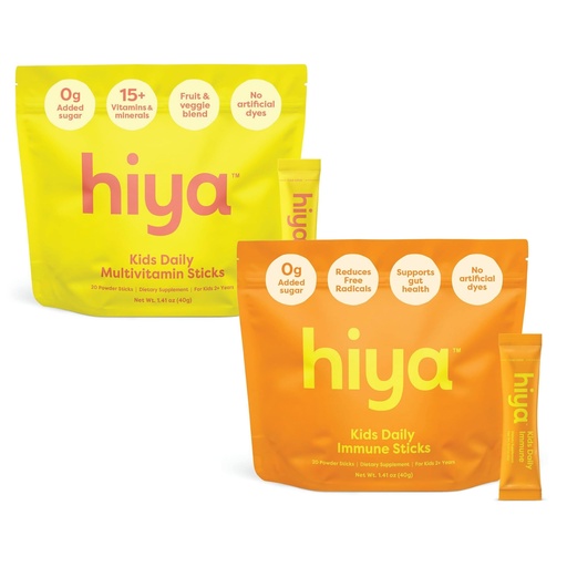 [BRSREBIBOEBQAD3V] HIYA Kids Daily Health – Multivitamin Sticks + Immune Support Sticks (Ages 2+, 20 Packs Each) - Virtual Bundle