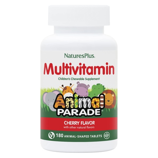 [BRSWIGT6BENRMGAZ] NaturesPlus Animal Parade Children's Chewable Multivitamin - Cherry Flavor - 180 Animal-Shaped Tablets - Promotes Health & Well-Being - Vegetarian, Gluten Free - 90 Servings