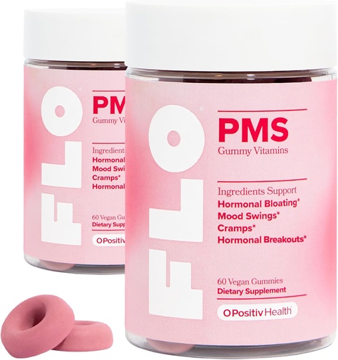 [BRSRAZYPCECGAYDP] O Pozytiv FLO PMS Gummies dla kobiet - Proactive PMS Relief - Cele Hormonalne Bum, Bloating, Cramps, & Mood Swings z Chasteberry, Witamina B6, & Lemon Balm - PMS Gummies (Opakowanie 2)