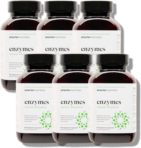[BRSWGFQRAAMAOALA] Smarter Nutrition Vegan Digestive Enzymes - Digestion Bloating & Gut Health Support with 16 Multi Enzymes for Nutrient Absorption & Meal Time Comfort for Both Men & Women - 540 Count[180-Day Supply]