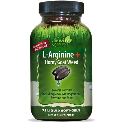 [BRSWYCAHCENG2ALG] Irwin Naturals L-Arginine + Horny Goat Weed 75 Sgels