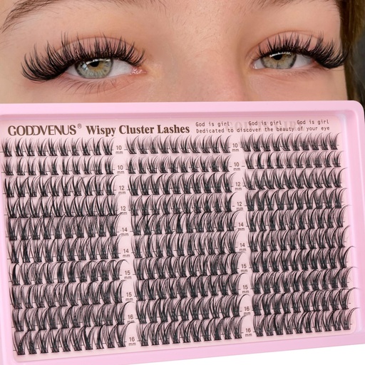 [BRSRAGL7CIGQM33D] Goddvenus Eyelash Extensions Wispy Natural DIY C Curl Individual Lashes Clusters Black 10-16mm 300pcs