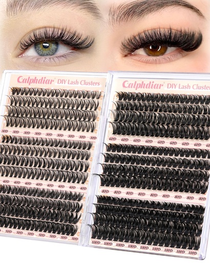 [BRSROAI3BYBWCALB] Calphdiar Eyelash Clusters 30D+40D+50D+60D+80D+100D Lash Clusters Wispy Individual Lashes 476PCS D-curly Lash Extension 10-16MM Natural Lashes Clusters DIY Cluster Eyelash Extensions