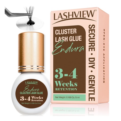 [BRSREAT5BYGQAHL3] LASHVIEW Lash Cluster Glue Strong Hold, 3-4 Weeks Long-Lasting, Waterproof & Low Irritation, 2-3 Sec Drying Time, for Beginners & Professional Use(5ml)